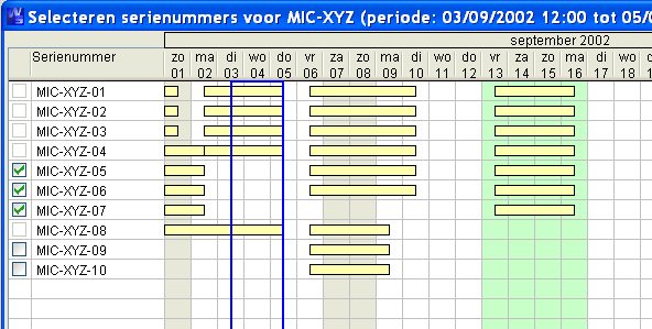 selecteren serienummers